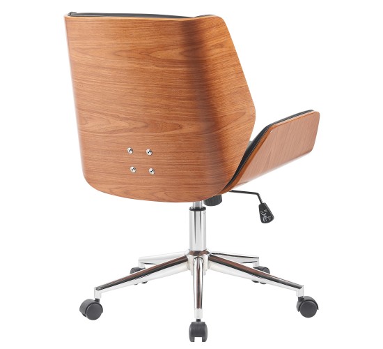 Καρέκλα Γραφείου ArteLibre ZAREK Μαύρο/Καφέ Ξύλο/PU/Αλουμίνιο 61x66.5x88.5-98m