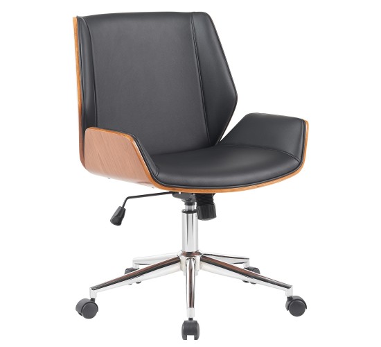 Καρέκλα Γραφείου ArteLibre ZAREK Μαύρο/Καφέ Ξύλο/PU/Αλουμίνιο 61x66.5x88.5-98m