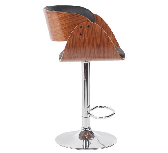 Σκαμπό Bar ArteLibre VORIAN Μαύρο/Καφέ Ξύλο/PU/Αλουμίνιο 52x55x87-108cm