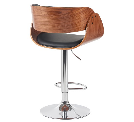 Σκαμπό Bar ArteLibre VORIAN Μαύρο/Καφέ Ξύλο/PU/Αλουμίνιο 52x55x87-108cm