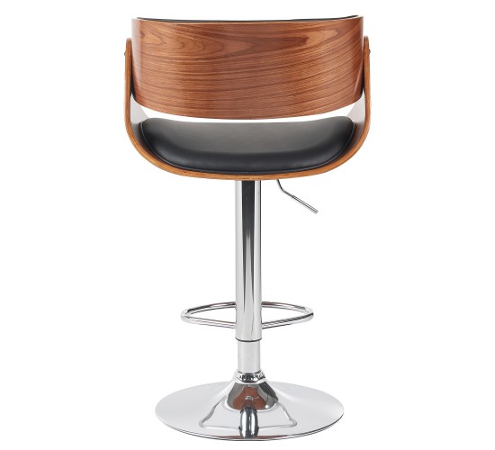 Σκαμπό Bar ArteLibre VORIAN Μαύρο/Καφέ Ξύλο/PU/Αλουμίνιο 52x55x87-108cm