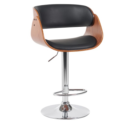 Σκαμπό Bar ArteLibre VORIAN Μαύρο/Καφέ Ξύλο/PU/Αλουμίνιο 52x55x87-108cm