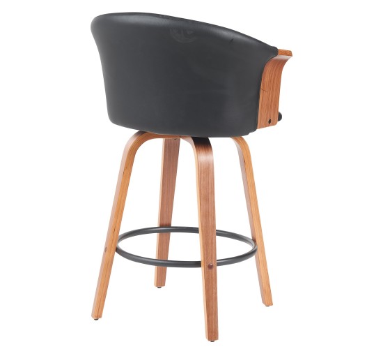 Σκαμπό Bar ArteLibre CASSIAN Μαύρο/Καφέ Ξύλο/PU 50x50x103cm