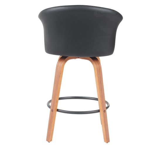 Σκαμπό Bar ArteLibre CASSIAN Μαύρο/Καφέ Ξύλο/PU 50x50x103cm