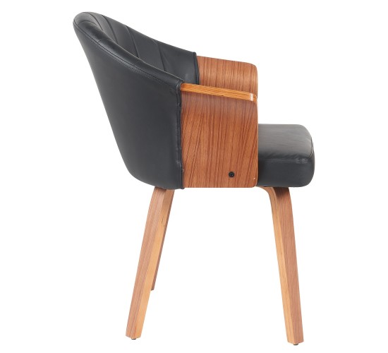 Καρέκλα Τραπεζαρίας ArteLibre CASSIAN Μαύρο/Καφέ Ξύλο/PU 55x58x78cm