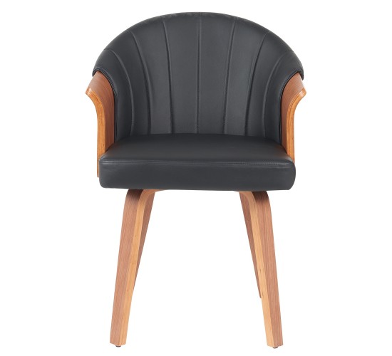 Καρέκλα Τραπεζαρίας ArteLibre CASSIAN Μαύρο/Καφέ Ξύλο/PU 55x58x78cm