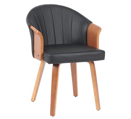 Καρέκλα Τραπεζαρίας ArteLibre CASSIAN Μαύρο/Καφέ Ξύλο/PU 55x58x78cm