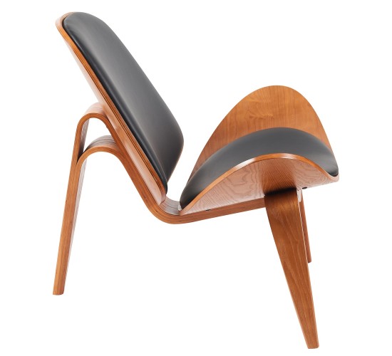 Πολυθρόνα ArteLibre THALOR Μαύρο/Καφέ Ξύλο/PU 90x76.5x74.5cm