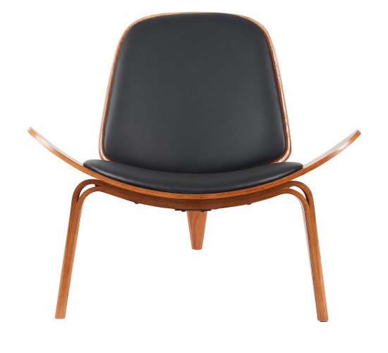 Πολυθρόνα ArteLibre THALOR Μαύρο/Καφέ Ξύλο/PU 90x76.5x74.5cm