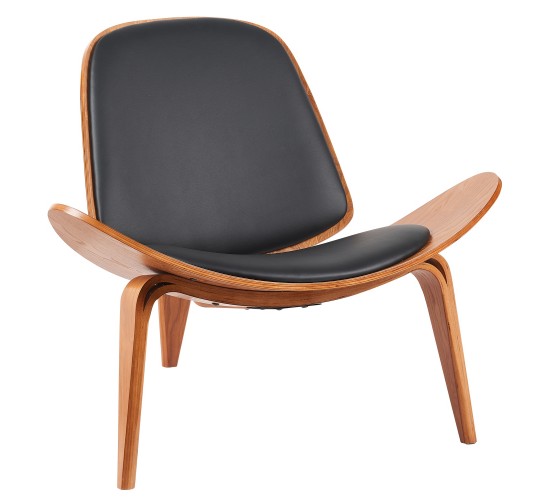 Πολυθρόνα ArteLibre THALOR Μαύρο/Καφέ Ξύλο/PU 90x76.5x74.5cm