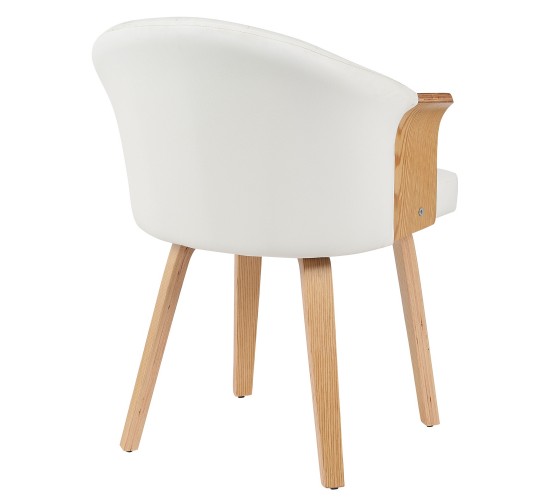 Καρέκλα Τραπεζαρίας ArteLibre CASSIAN Λευκό/Φυσικό Ξύλο/PU 55x58x78cm