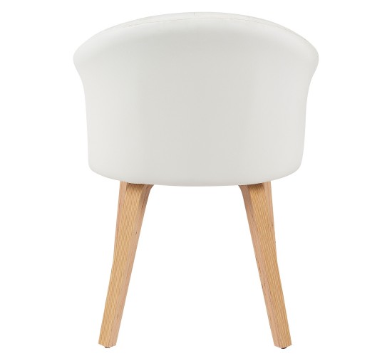 Καρέκλα Τραπεζαρίας ArteLibre CASSIAN Λευκό/Φυσικό Ξύλο/PU 55x58x78cm