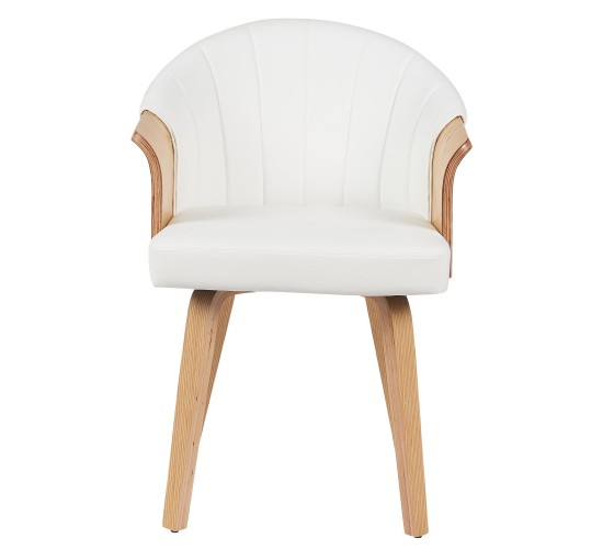 Καρέκλα Τραπεζαρίας ArteLibre CASSIAN Λευκό/Φυσικό Ξύλο/PU 55x58x78cm