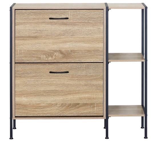 Παπουτσοθήκη ArteLibre ALDERWYN Με Πλαϊνό Ράφι Δρυς/Μαύρο Μοριοσανίδα/Μέταλλο 88x24x87cm