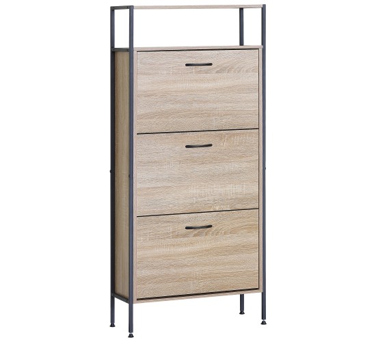 Παπουτσοθήκη ArteLibre ALDERWYN Δρυς/Μαύρο Μοριοσανίδα/Μέταλλο 63x24x141cm