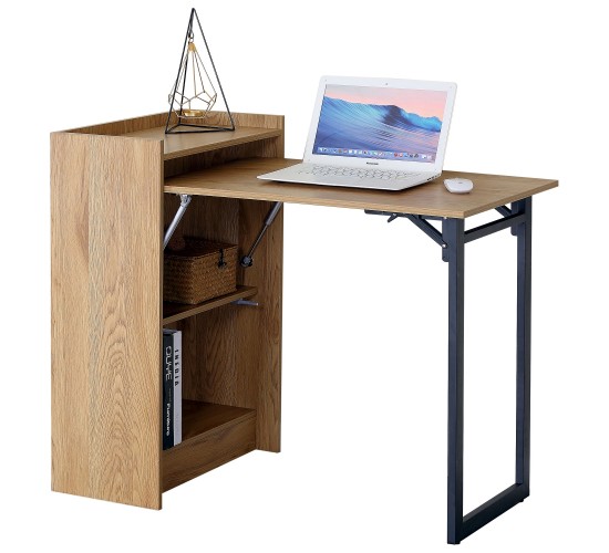 Γραφείο ArteLibre GALWYN Πτυσσόμενο Δρυς/Μαύρο Μοριοσανίδα/Μέταλλο 102x58x85.5cm