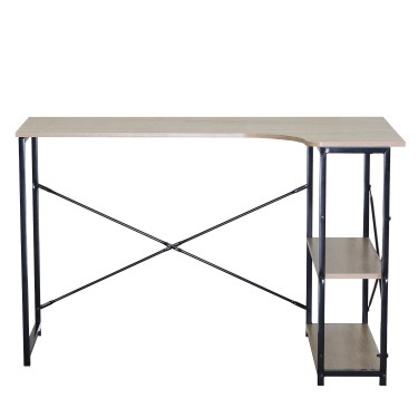 Γραφείο ArteLibre KELSTON Με Ράφια Δρυς/Μαύρο Μοριοσανίδα/Μέταλλο 120x73x75cm