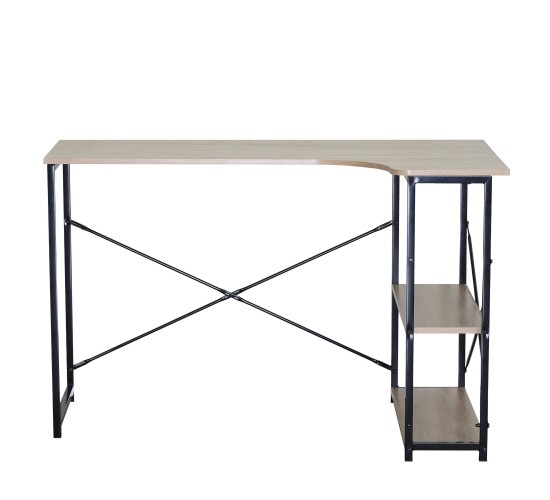 Γραφείο ArteLibre KELSTON Με Ράφια Δρυς/Μαύρο Μοριοσανίδα/Μέταλλο 120x73x75cm