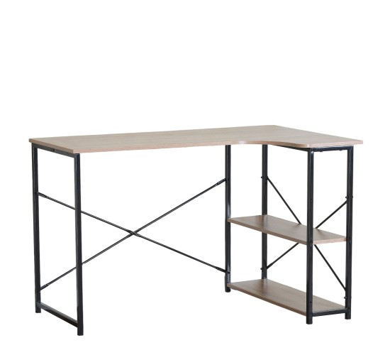 Γραφείο ArteLibre KELSTON Με Ράφια Δρυς/Μαύρο Μοριοσανίδα/Μέταλλο 120x73x75cm