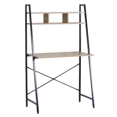 Γραφείο ArteLibre LYNDALE Με Ράφια Δρυς/Μαύρο Μοριοσανίδα/Μέταλλο 84x46x142cm