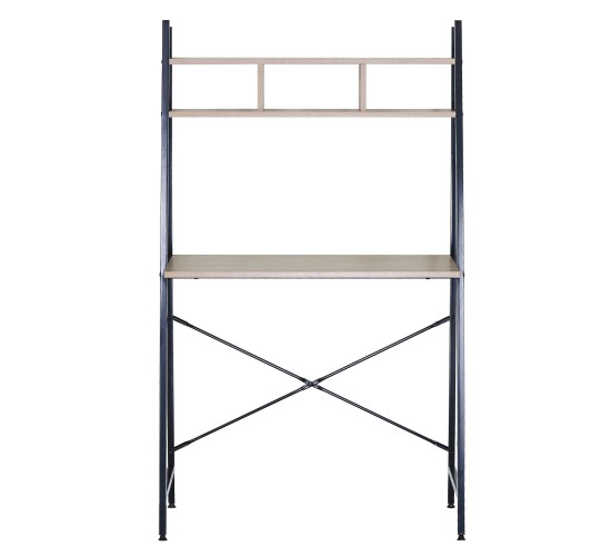 Γραφείο ArteLibre LYNDALE Με Ράφια Δρυς/Μαύρο Μοριοσανίδα/Μέταλλο 84x46x142cm