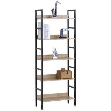 Ραφιέρα ArteLibre MARWOOD Δρυς/Μαύρο Μοριοσανίδα/Μέταλλο 60x27.6x160cm