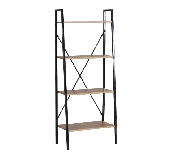 Ραφιέρα ArteLibre NORWYN Δρυς/Μαύρο Μοριοσανίδα/Μέταλλο 60x32.5x148cm