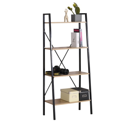 Ραφιέρα ArteLibre NORWYN Δρυς/Μαύρο Μοριοσανίδα/Μέταλλο 60x32.5x148cm