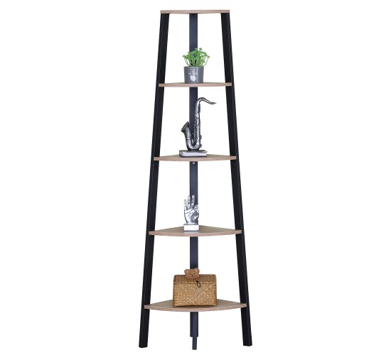 Βιβλιοθήκη ArteLibre PENDRYN Δρυς/Μαύρο Μοριοσανίδα/Μέταλλο 53.4x37.8x160.3cm