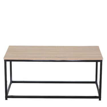 Τραπεζάκι Σαλονιού ArteLibre QUENLEY Δρυς/Μαύρο Μοριοσανίδα/Μέταλλο 90x48x40cm