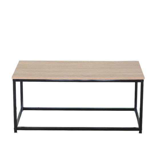 Τραπεζάκι Σαλονιού ArteLibre QUENLEY Δρυς/Μαύρο Μοριοσανίδα/Μέταλλο 90x48x40cm