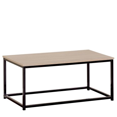 Τραπεζάκι Σαλονιού ArteLibre QUENLEY Δρυς/Μαύρο Μοριοσανίδα/Μέταλλο 90x48x40cm