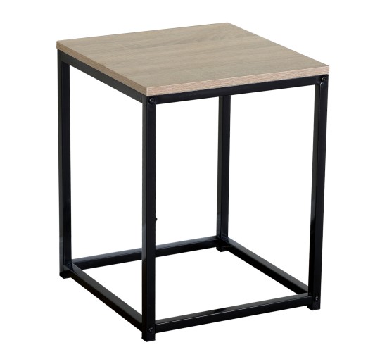 Βοηθητικό Τραπεζάκι ArteLibre QUENLEY Δρυς/Μαύρο Μοριοσανίδα/Μέταλλο 40x40x50.1cm
