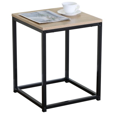 Βοηθητικό Τραπεζάκι ArteLibre QUENLEY Δρυς/Μαύρο Μοριοσανίδα/Μέταλλο 40x40x50.1cm