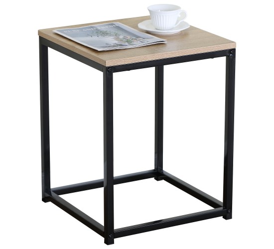 Βοηθητικό Τραπεζάκι ArteLibre QUENLEY Δρυς/Μαύρο Μοριοσανίδα/Μέταλλο 40x40x50.1cm