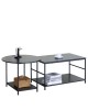 Τραπεζάκι Σαλονιού ArteLibre ROWDEN Μαύρο Μάρμαρο Μοριοσανίδα/Μέταλλο 60x60x50/80x47x45cm Σετ 2Τμχ