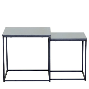 Τραπεζάκι Σαλονιού ArteLibre SOMERTON Μαύρο Μάρμαρο Μοριοσανίδα/Μέταλλο 40x40x50/35x35x45cm Σετ 2Τμχ