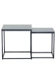 Τραπεζάκι Σαλονιού ArteLibre SOMERTON Μαύρο Μάρμαρο Μοριοσανίδα/Μέταλλο 40x40x50/35x35x45cm Σετ 2Τμχ