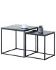Τραπεζάκι Σαλονιού ArteLibre SOMERTON Μαύρο Μάρμαρο Μοριοσανίδα/Μέταλλο 40x40x50/35x35x45cm Σετ 2Τμχ
