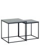 Τραπεζάκι Σαλονιού ArteLibre SOMERTON Μαύρο Μάρμαρο Μοριοσανίδα/Μέταλλο 40x40x50/35x35x45cm Σετ 2Τμχ