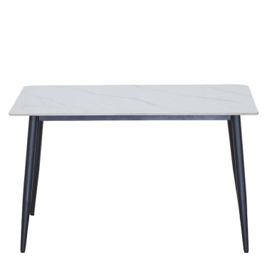 Τραπέζι Τραπεζαρίας ArteLibre VENSHIRE Λευκό Μάρμαρο/Μαύρο Κεραμικό/Μέταλλο 121x72x73cm