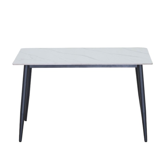 Τραπέζι Τραπεζαρίας ArteLibre VENSHIRE Λευκό Μάρμαρο/Μαύρο Κεραμικό/Μέταλλο 121x72x73cm