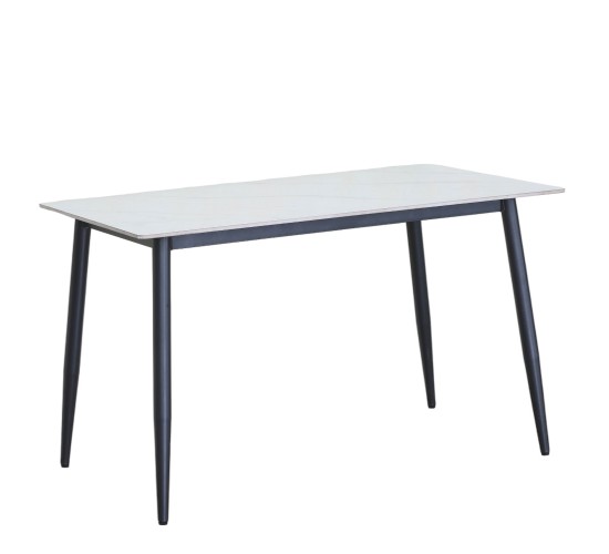 Τραπέζι Τραπεζαρίας ArteLibre VENSHIRE Λευκό Μάρμαρο/Μαύρο Κεραμικό/Μέταλλο 121x72x73cm