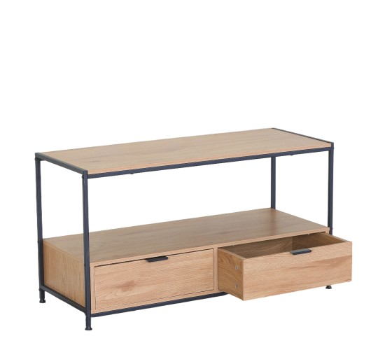 Τραπεζάκι Σαλονιού ArteLibre WEXLEY Δρυς/Μαύρο Μοριοσανίδα/Μέταλλο 100x40x50cm