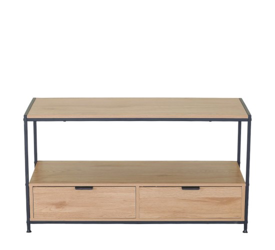 Τραπεζάκι Σαλονιού ArteLibre WEXLEY Δρυς/Μαύρο Μοριοσανίδα/Μέταλλο 100x40x50cm