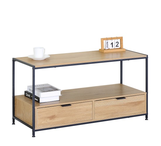 Τραπεζάκι Σαλονιού ArteLibre WEXLEY Δρυς/Μαύρο Μοριοσανίδα/Μέταλλο 100x40x50cm