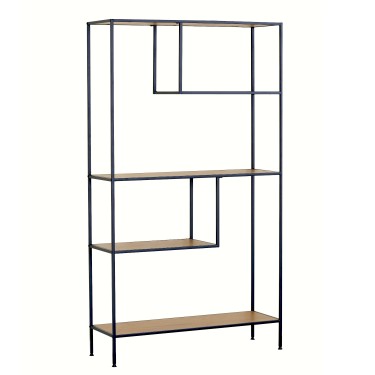 Βιβλιοθήκη ArteLibre YARWOOD Δρυς/Μαύρο Μοριοσανίδα/Μέταλλο 100x33x178cm