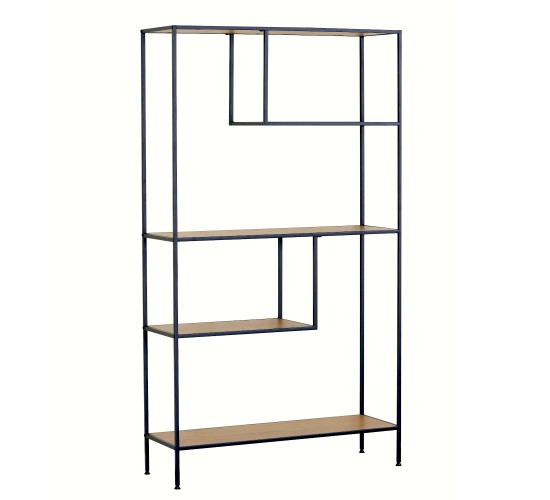 Βιβλιοθήκη ArteLibre YARWOOD Δρυς/Μαύρο Μοριοσανίδα/Μέταλλο 100x33x178cm