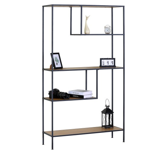 Βιβλιοθήκη ArteLibre YARWOOD Δρυς/Μαύρο Μοριοσανίδα/Μέταλλο 100x33x178cm