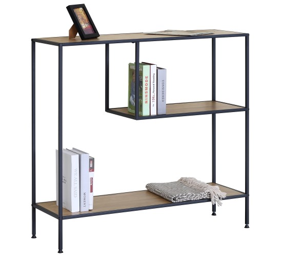 Βιβλιοθήκη ArteLibre YARWOOD Δρυς/Μαύρο Μοριοσανίδα/Μέταλλο 100x33x96cm